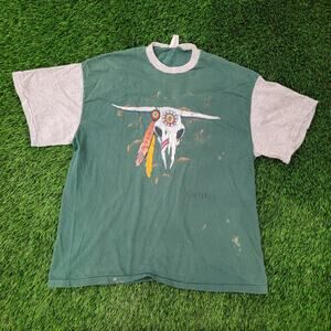 Vintage 90s Native-American Cherokee Shirt Large 22x26 Sun-Faded